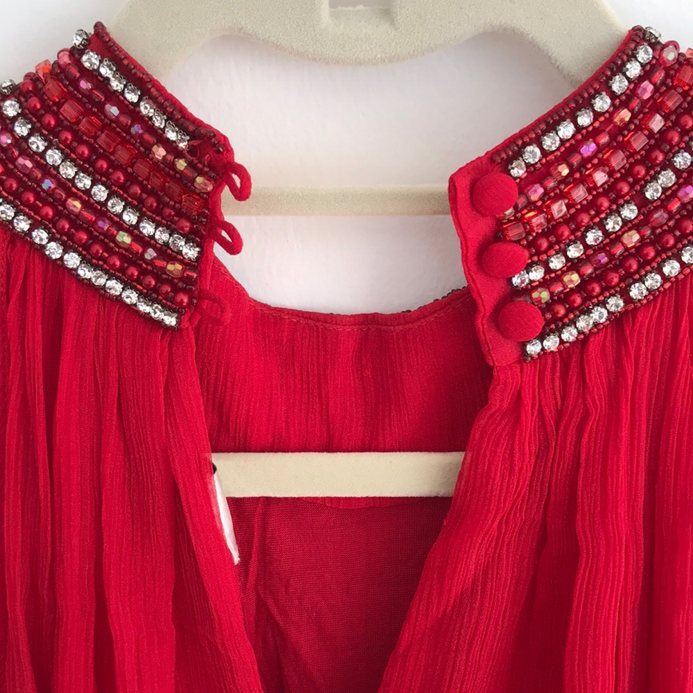 Red trapeze dress - Picture 3 of 3